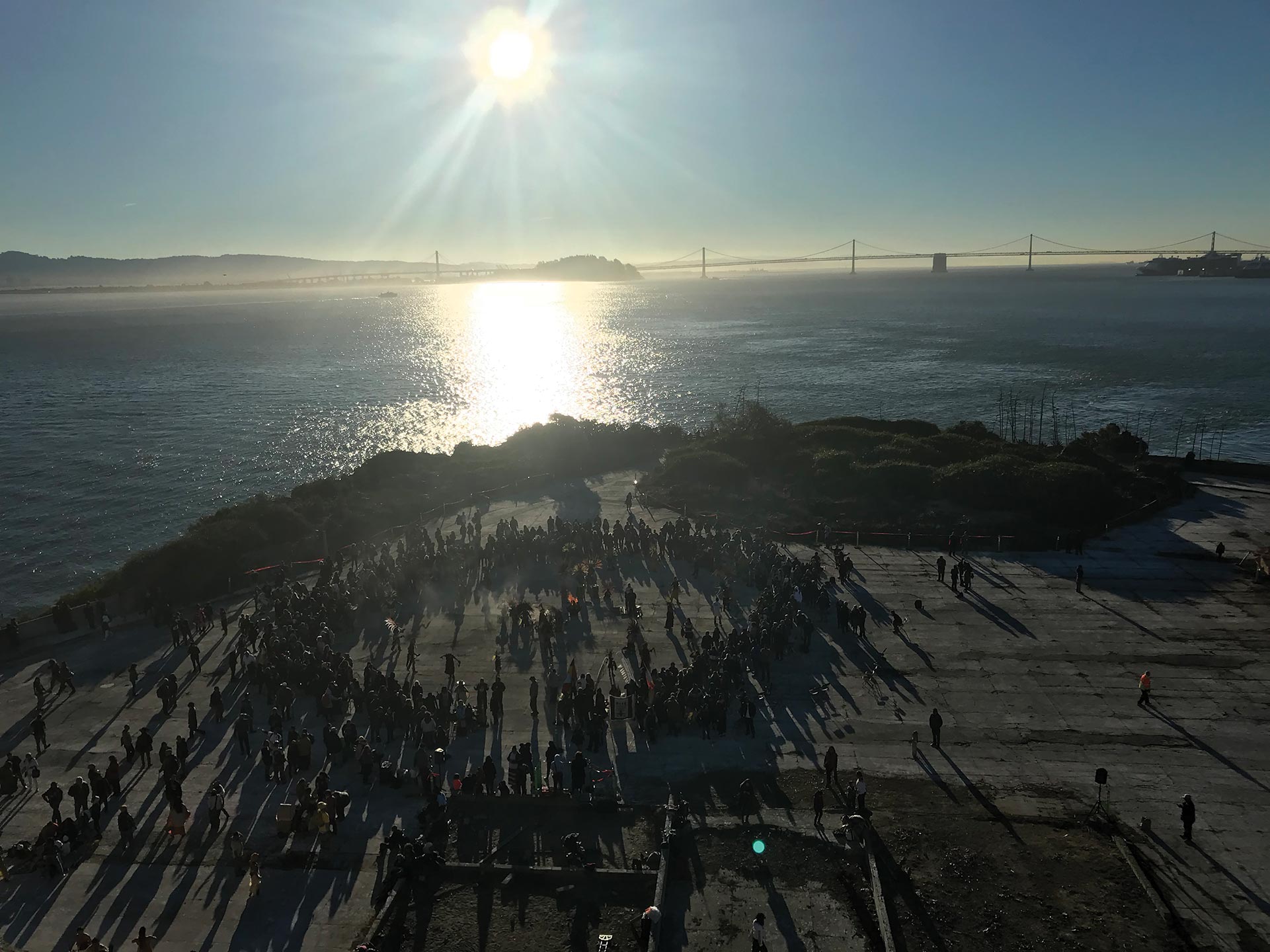 Arial view of event at Alcatraz
